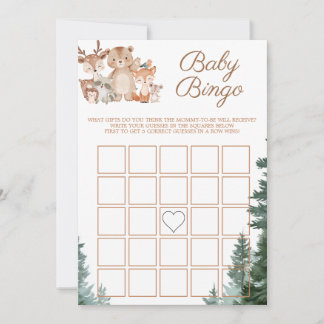 Invitation Jeu de bingo pour Baby Shower sur les Animaux de l