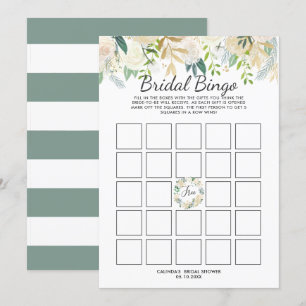 Invitation Jeu de Bingo pour la Fête de Mariée Rose Blanche