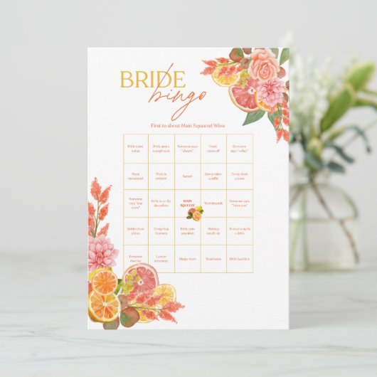 Invitation Jeu de Bingo pour la Mariée Citron  (Debout devant)