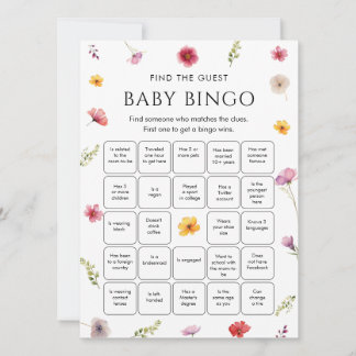 Invitation Jeu de Bingo pour trouver les invités à la Baby Sh