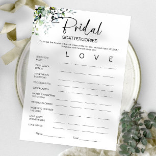 Invitation Jeu de Bridal Scattergories pour enterrement de vi