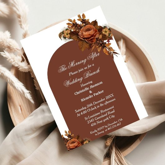 Invitation Jeu de brunch mariage orange de script moderne