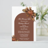 Invitation Jeu de brunch mariage orange de script moderne (Debout devant)