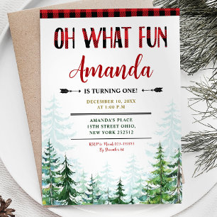 Invitation Jeu de bûcherons d'hiver blanc Oh What Fun First B