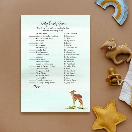 Invitation Jeu de candy pour Baby Shower Aventure en Forêt de