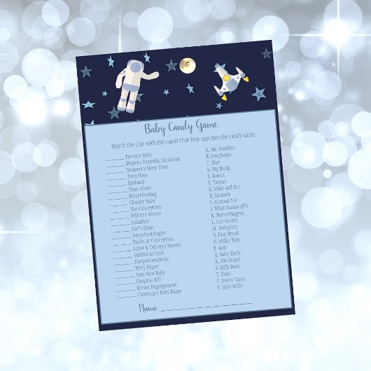 Invitation Jeu de candy pour bébé astronaute de l'espace