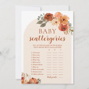 Invitation Jeu de Catégories de Baby Shower Citrouille Automn