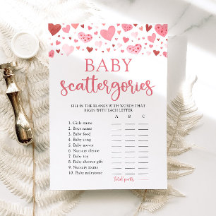 Invitation Jeu de Catégories éparpillées pour Baby Shower Hea