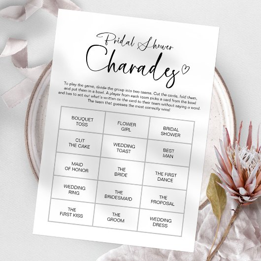 Invitation Jeu de charades de mariage à calligraphie chic