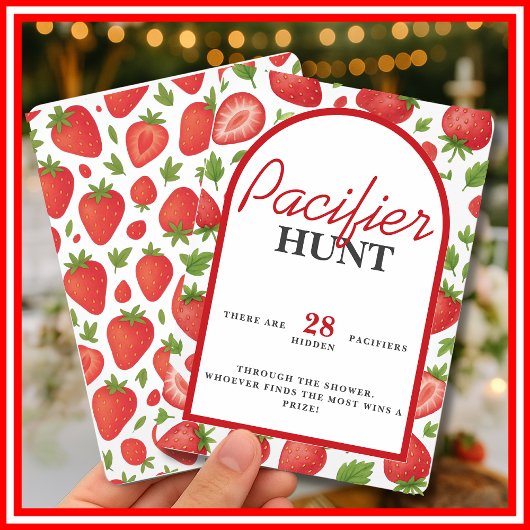 Invitation Jeu de chasse à la sucette Baby Shower aux fraises