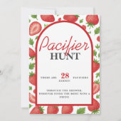 Invitation Jeu de chasse à la sucette Baby Shower aux fraises (Devant)