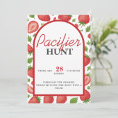 Invitation Jeu de chasse à la sucette Baby Shower aux fraises (Debout devant)