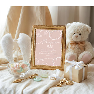Invitation Jeu de chasse à la tétine rose pour baby shower cé