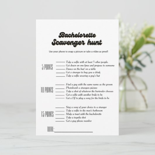 Invitation Jeu de chasse au trésor pour enterrement de vie de (Debout devant)