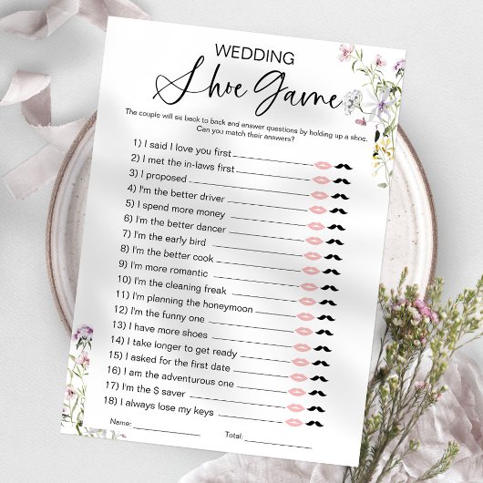 Invitation Jeu de chaussure de mariage de fleur sauvage pour