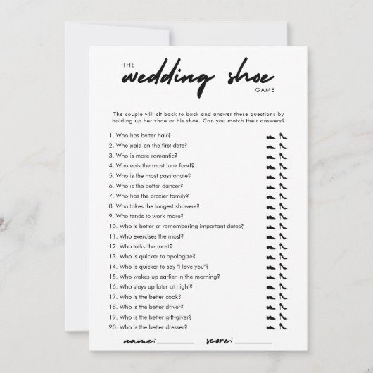 Invitation Jeu de chaussures Mariage moderne (Devant)