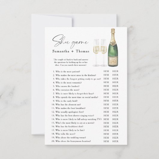 Invitation Jeu de chaussures pour une douche de mariage au ch (Devant)