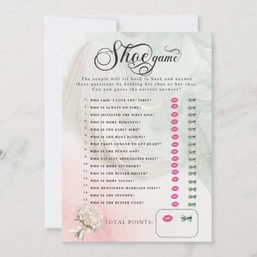 Invitation Jeu de chaussures Wedding shower Bride Veil (Devant)