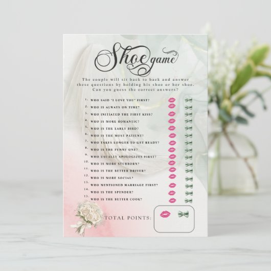 Invitation Jeu de chaussures Wedding shower Bride Veil (Debout devant)