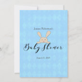 Invitation Jeu de comptines Tan Bunny Blue Argyle (Dos)