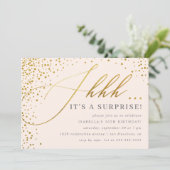 Invitation Jeu de Confetti Rose & Or Blush (Debout devant)
