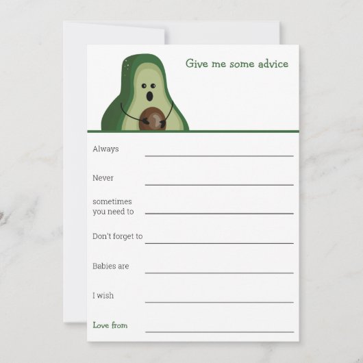 Invitation Jeu de conseil baby shower Avocado (Devant)