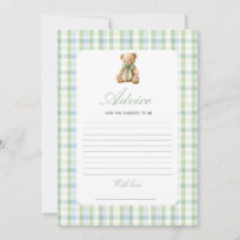 Jeu de conseils pour Baby Shower garçon Ourson Chi