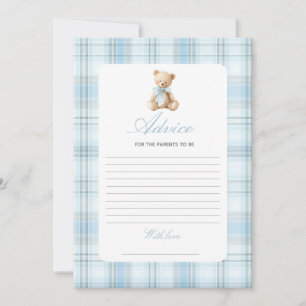 Invitation Jeu de conseils pour Baby Shower garçon Ourson Pré