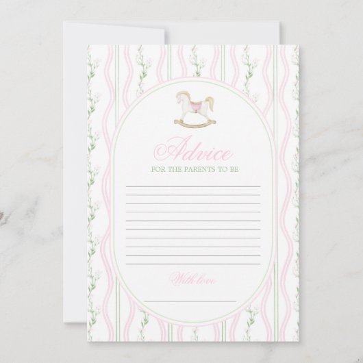 Invitation Jeu de conseils pour bébé fille à la douche de béb (Devant)