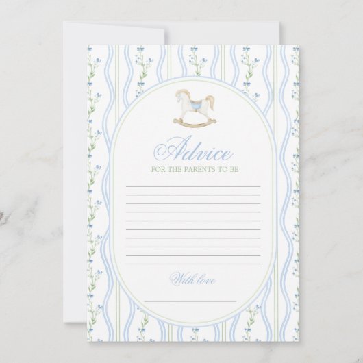 Invitation Jeu de conseils pour bébé garçon à la douche de bé (Devant)