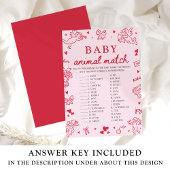 Invitation Jeu de correspondance d'animaux bébé dessinés à la