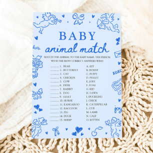 Invitation Jeu de correspondance d'animaux bébé dessinés à la