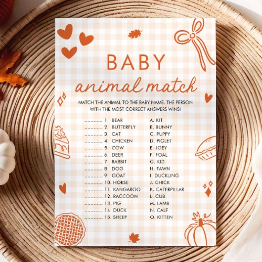 Invitation Jeu de correspondance d'animaux bébé dessinés à la
