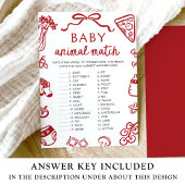 Invitation Jeu de correspondance de bébé animal dessiné à la