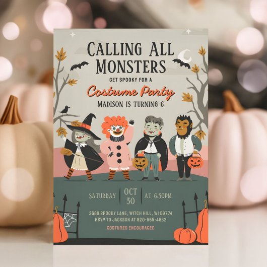 Invitation Jeu de costumes d'anniversaire vintage pour enfant