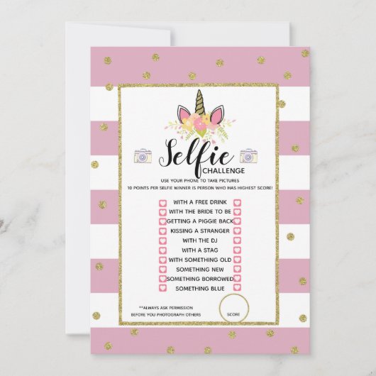 Invitation jeu de défi selfie fête d'anniversaire (Devant)