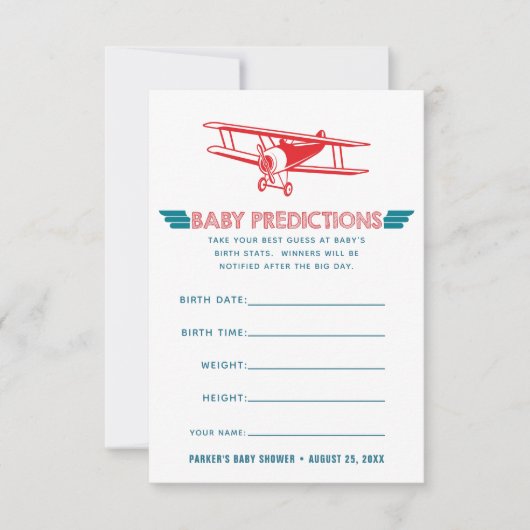 Invitation Jeu de devination de Baby shower d'avion (Devant)