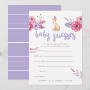 Invitation Jeu de devinette Baby Shower aquarelle Boho tribal