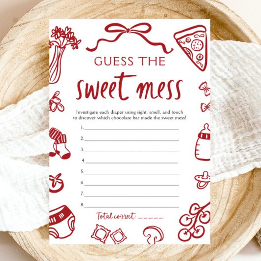 Invitation Jeu de devinette de bébé douche Hand Drawn Sweet M