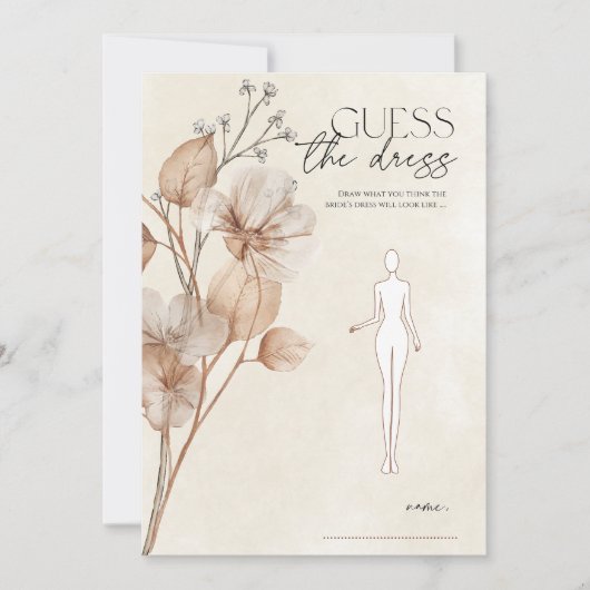 Invitation Jeu de devinette de la robe de mariée florale marr (Devant)