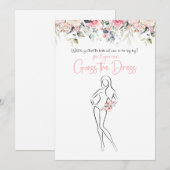 Invitation Jeu de devinette de la robe de mariée florale rose (Devant / Derrière)