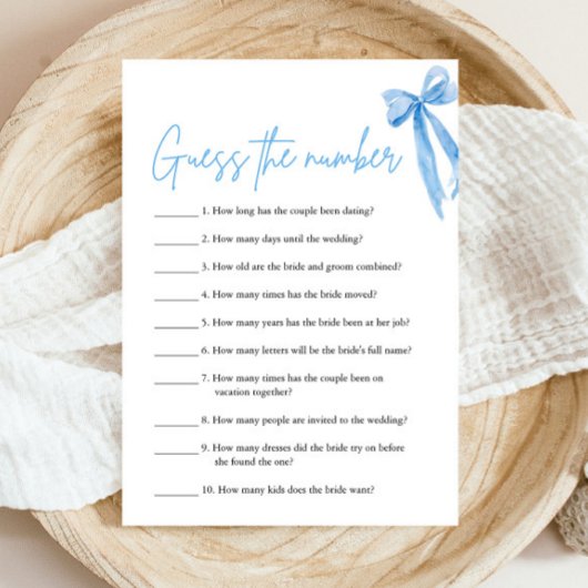 Invitation Jeu de devinette de mariage au ruban bleu poussiér