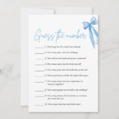 Invitation Jeu de devinette de mariage au ruban bleu poussiér (Devant)