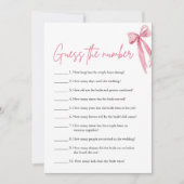 Invitation Jeu de devinette de mariage au ruban rose Blush (Devant)