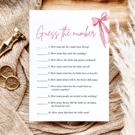 Invitation Jeu de devinette de mariage au ruban rose Blush
