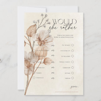 Invitation Jeu de devinette de mariage floral marron