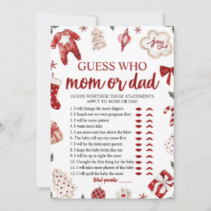 Invitation Jeu de devinette de Noël pour Baby Shower Maman ou