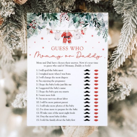 Invitation Jeu de devinette de Noël pour bébé : Maman ou Papa