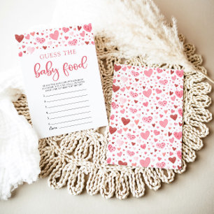 Invitation Jeu de devinette de nourriture pour bébé Cœurs ros