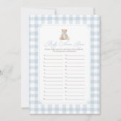 Invitation Jeu de devinette de prénom pour bébé avec un ours (Devant)
